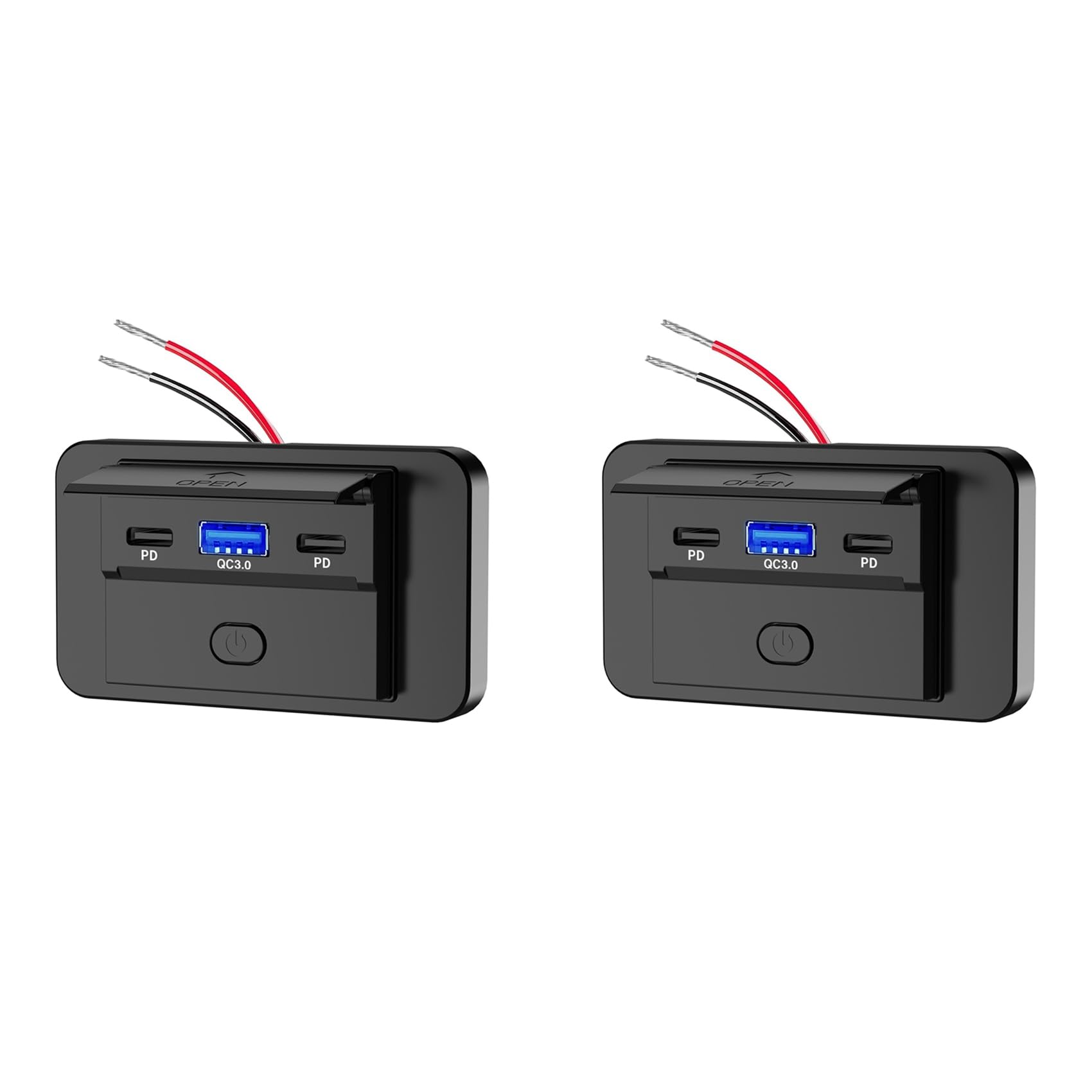 Yuandei 2X 12-24 V PD Typ C USB-Anschlüsse, Schnellladegerät QC3.0 + PD3.0 mit Schalter, Schnelllade-USB-Power-Panel für Motorrad, Auto, von Yuandei