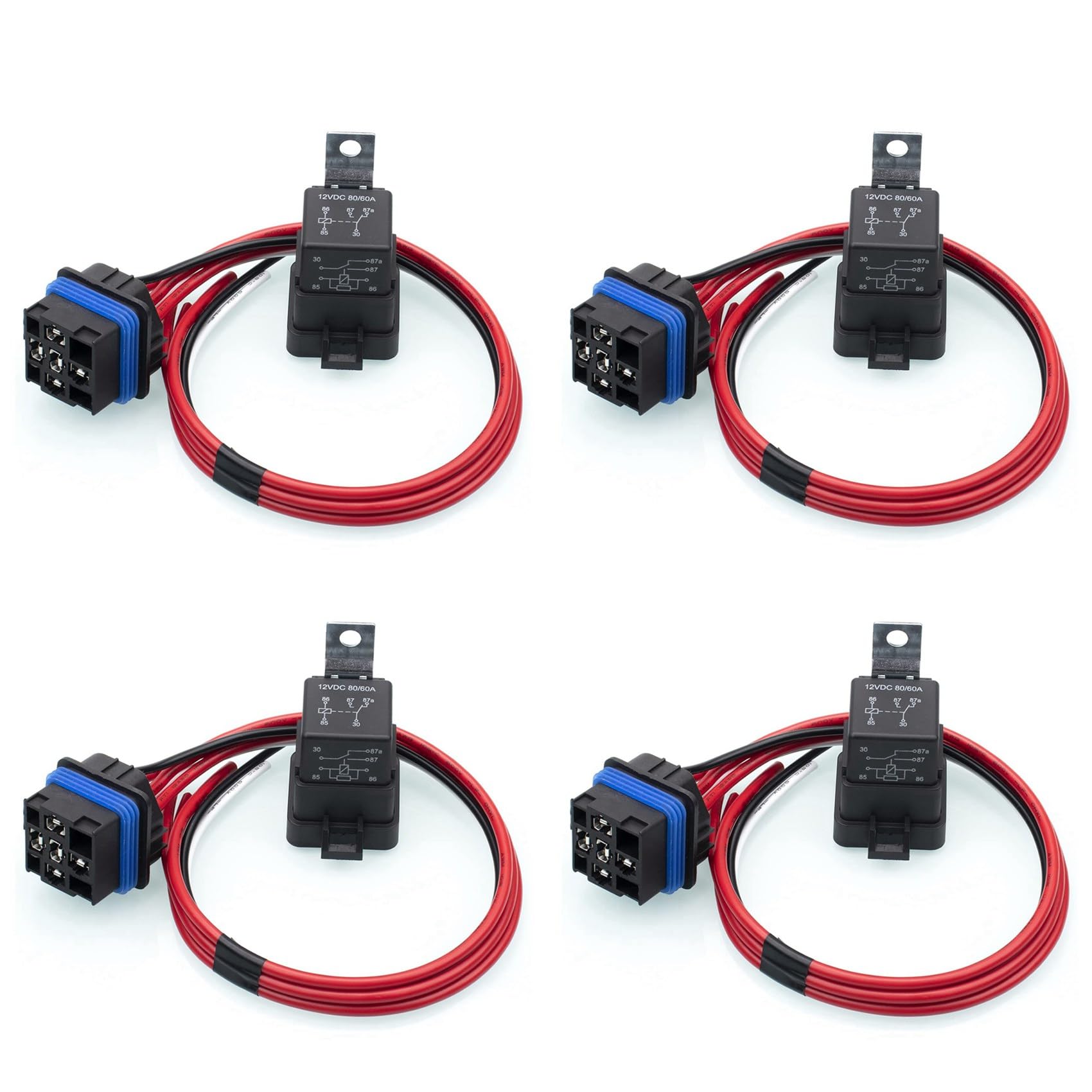 Yuandei 4X 60/80 Ampere 12 Volt Wasserdichtes Automobil Relais mit Pigtail 5-Pin Schwerlast 12 AWG Relais für Boote Auto Ventilator Autos von Yuandei