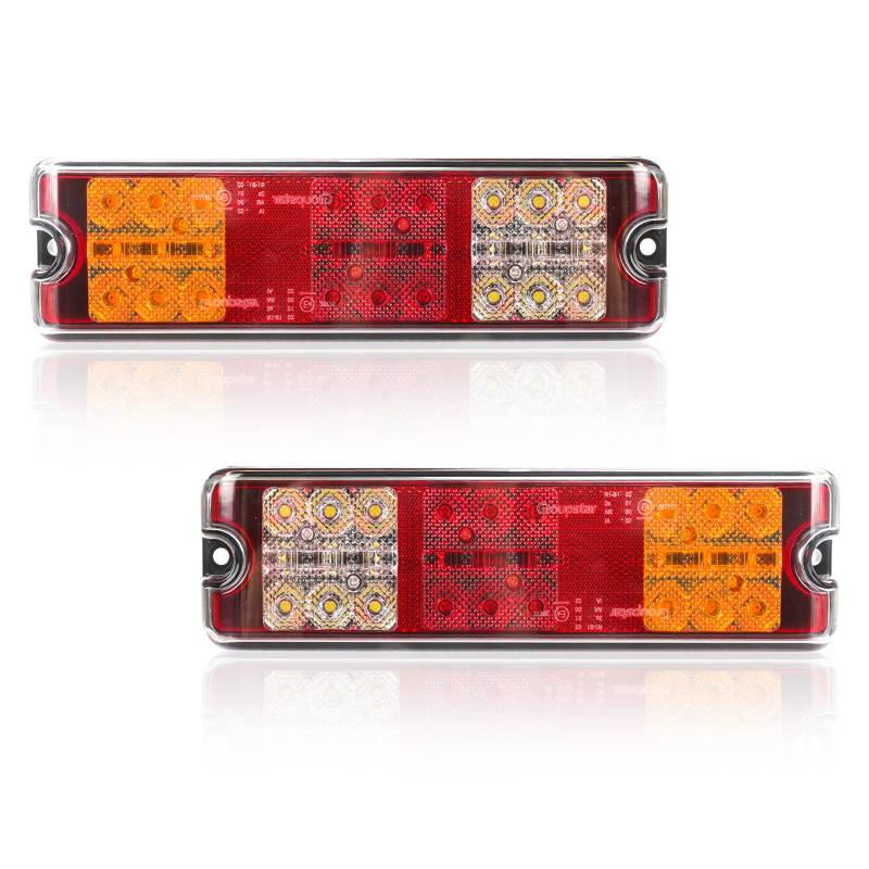 Yuanjoy Anhänger Rücklichter Kit, 12V/24V LED Anhänger Beleuchtung, Wasserdicht Rücklichter Blinker/Bremse/Hinten/Rückwärts/Reflektorlampe für Anhänger, Traktor Superhell Rücklichter von Yuanjoy