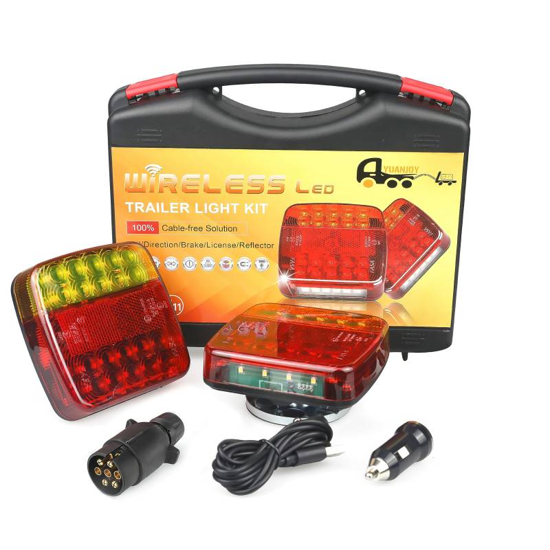 Yuanjoy 12V LED Rückleuchten Kabellos Magnet PKW Anhänger Rücklicht Akku KFZ LKW Rücklichter Wireless - Magnetische, Wasserdicht, Wiederaufladbare von Yuanjoy