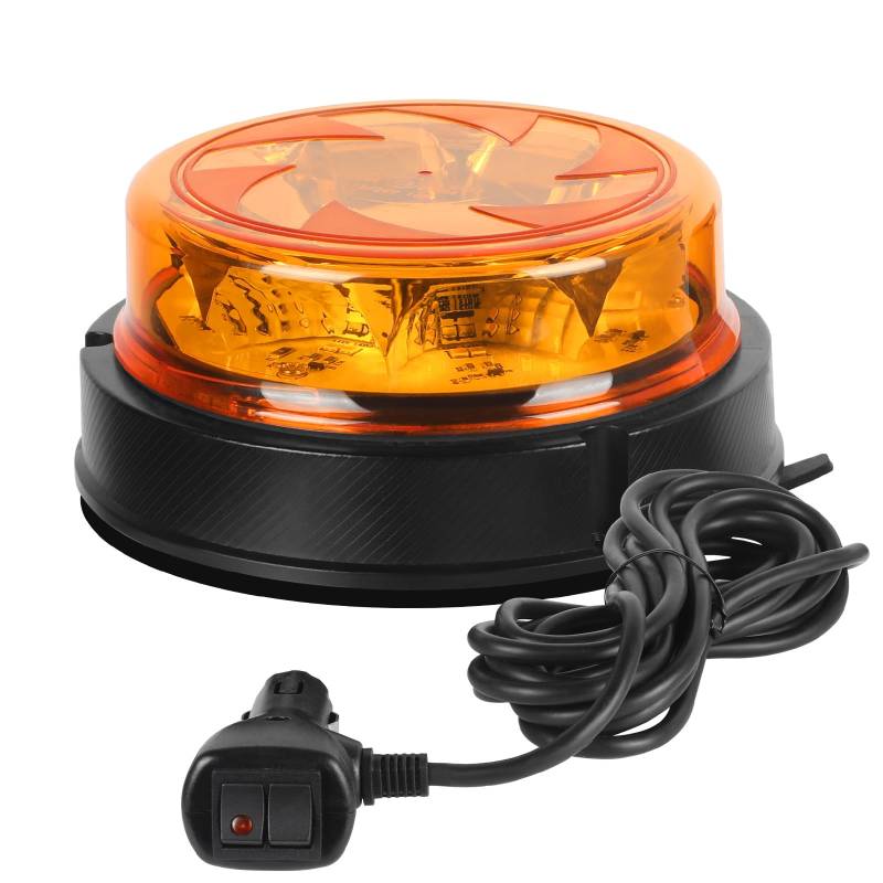 Yuanjoy LED Gelbes Warnlicht für Autos, UTVs, Traktoren, Gabelstapler, Golfwagen, 12/24V Wasserdichtes Warnlicht mit 6 Modi, E-Zeichen von Yuanjoy