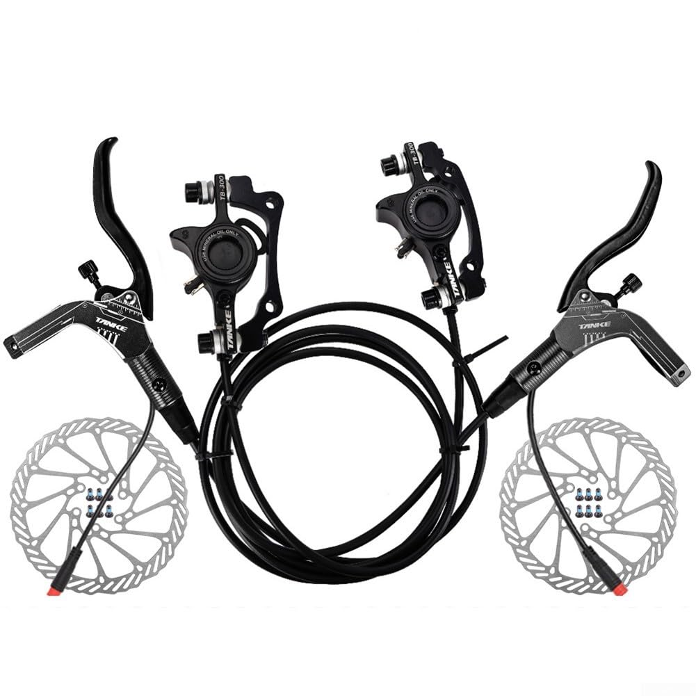 Yuanpgky Reaktionsfreudiges E-Bike-Bremsen-Set, hydraulische Scheibenbremsen, Mountainbike-Sets, hydraulisches Scheibenbremsen-Set mit Rotor, vorne und hinten (schwarz) von Yuanpgky