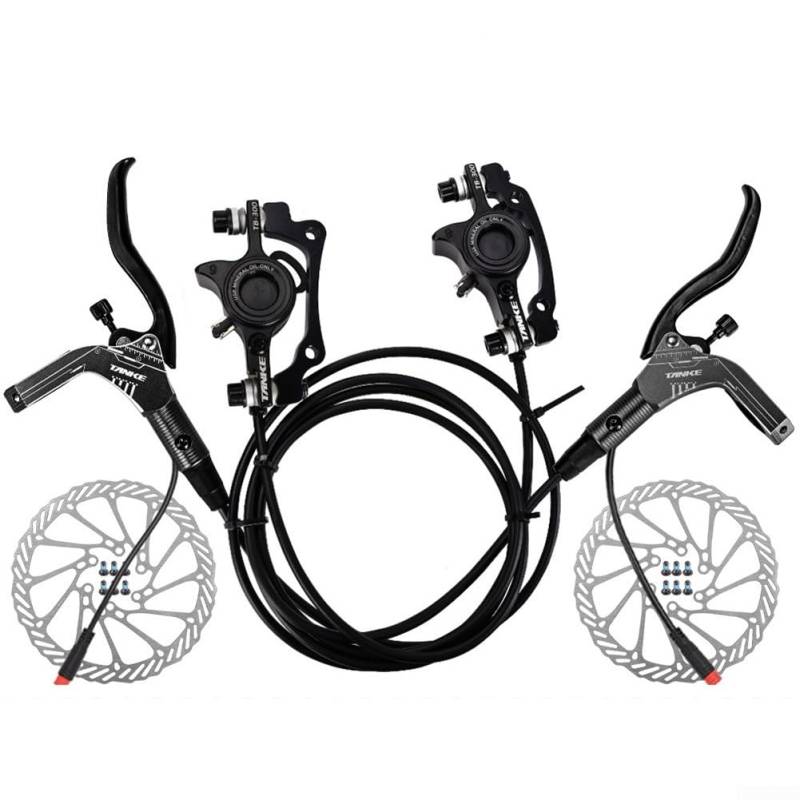 Yuanpgky Responsive E-Bike Bremsen-Set, hydraulische Scheibenbremsen, Mountainbike-Sets, hydraulisches Scheibenbremsen-Set mit Rotor, vorne und hinten (schwarz) von Yuanpgky