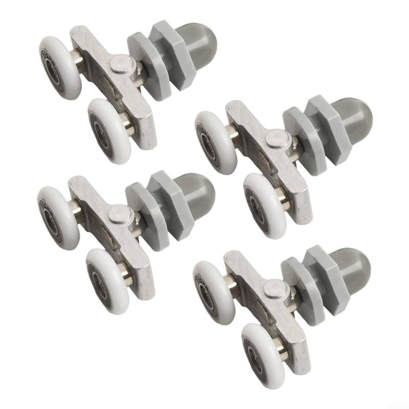 Yuanpgky Set mit 4 Doppelrollen für Duschtüren, 23–27 mm, Raddurchmesser oben unten, Badezimmer-Ersatzteile (19 mm) von Yuanpgky