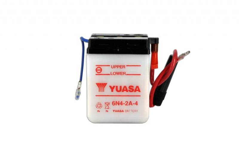 Motorradbatterie Yuasa 6N4-2A-4 Dry – trocken – 6 V 4 Ah – Maße: 71 x 71 x 96 mm kompatibel für Yamaha RS100, DX 100 1979-1981 von Yuasa