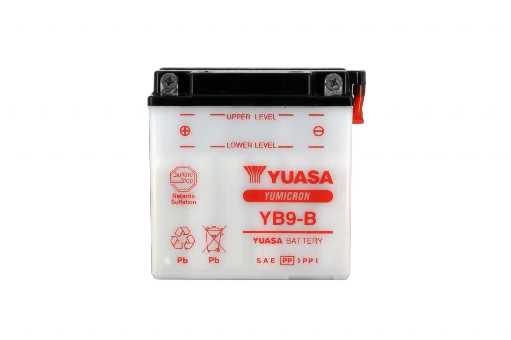 Motorradbatterie Yuasa YB9-B Dry - Trocken geliefert - 12 V 9 Ah - Maße: 137 x 76 x 140 mm kompatibel mit PIAGGIO Typhoon 50 USA 50 von Yuasa