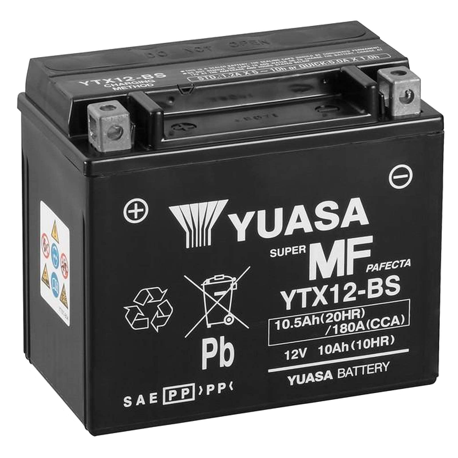 Motorradbatterie Yuasa YTX12-BS - Wartungsfrei - 12 V 10 Ah - Maße: 150 x 87 x 131 mm kompatibel mit Triumph Speedmaster 800 2003-2005 von Yuasa