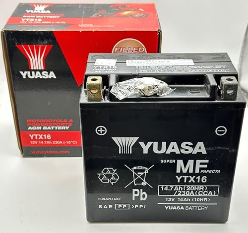 Wartungsfreie Motorradbatterie Yuasa YTX16-BS 12V 14Ah 150x87x161 passend für Kawasaki VN 1700 LIGHT Tourer 1700 2011- von Yuasa