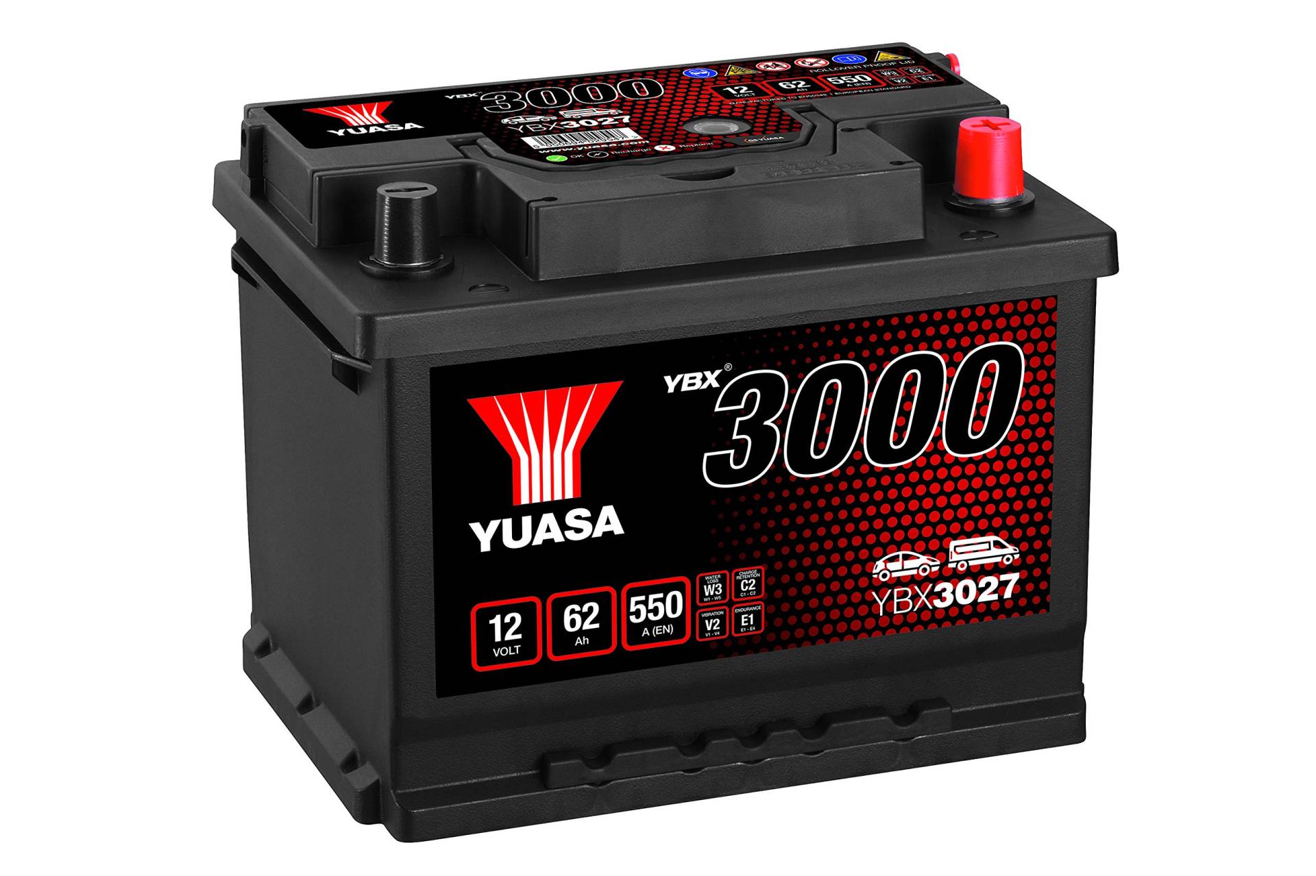 YUASA YBX3027 SMF Akku, 12 V/60 Ah/550 A von Yuasa