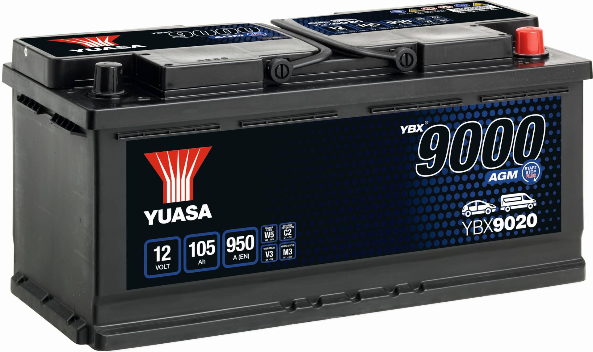 YUASA ybx9020 AGM Akku Start Stop Plus, 12 V/105 AH/950 A von Yuasa