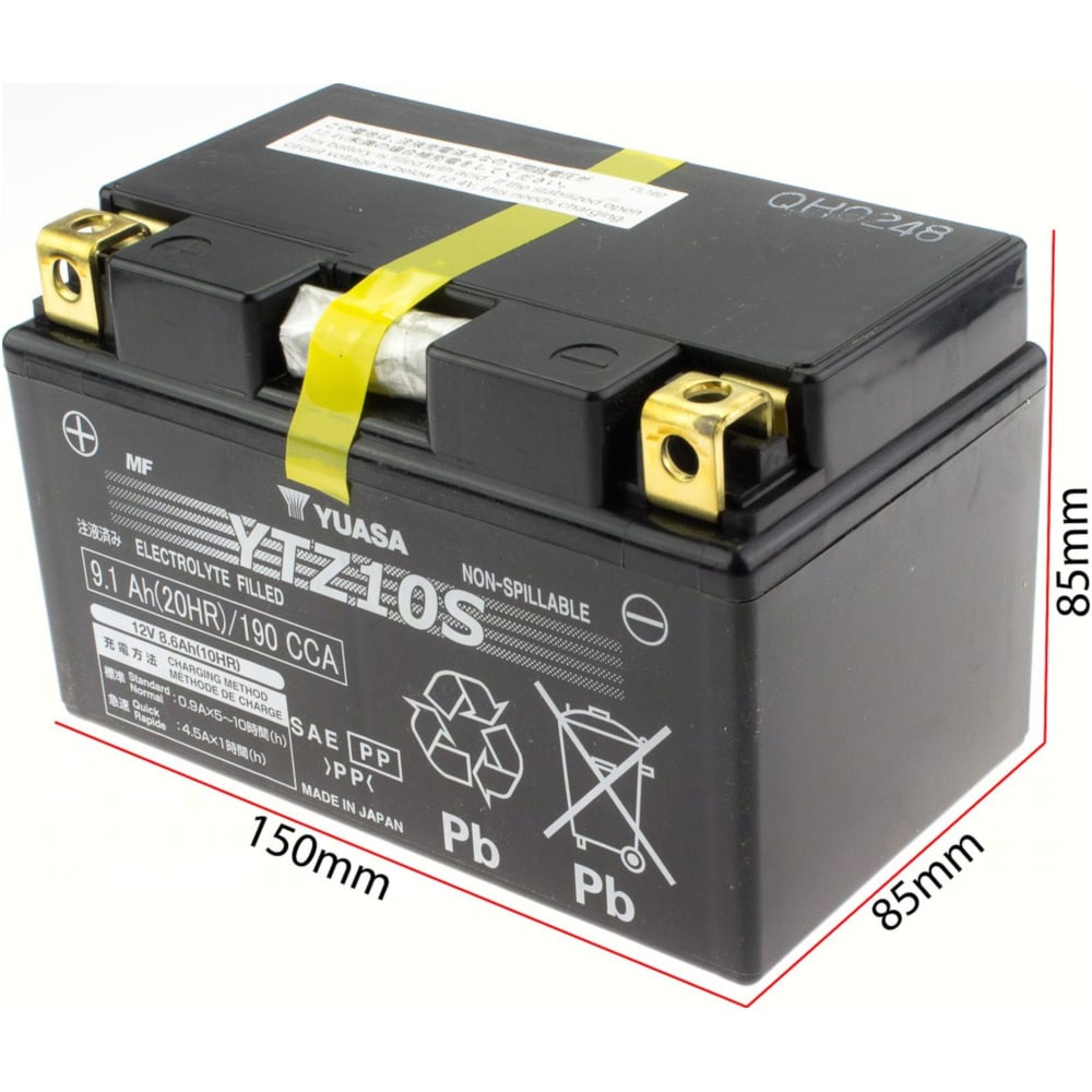 Yuasa 55200110 akku, motorradbatterie ytz10s 12v/8,6ah din50801 sla-vliesbatterie - wartungsfrei geschlossen 150x87x93mm von Yuasa