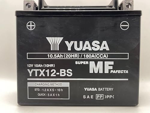 Yuasa Battery YTX12-BS Motorrad Ersatzbatterie für Kawasaki ER6 N 650 2009-2011 von Yuasa