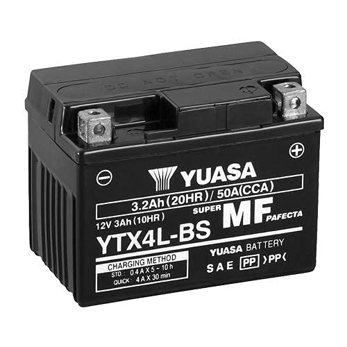 Yuasa Motorrad Batterie YTX4L-BS wartungsfrei - 12V 3Ah - Maße: 114 x 71 x 86 mm, kompatibel mit KYMCO Sniper/Sniper DD 50 2000 von Yuasa