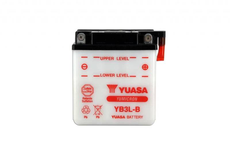 Yuasa YB3L-B Dry Motorradbatterie, trocken, 12 V, 3 Ah, Maße: 99 x 57 x 111 mm, kompatibel für Kawasaki KH125 K7, K10 125 von Yuasa