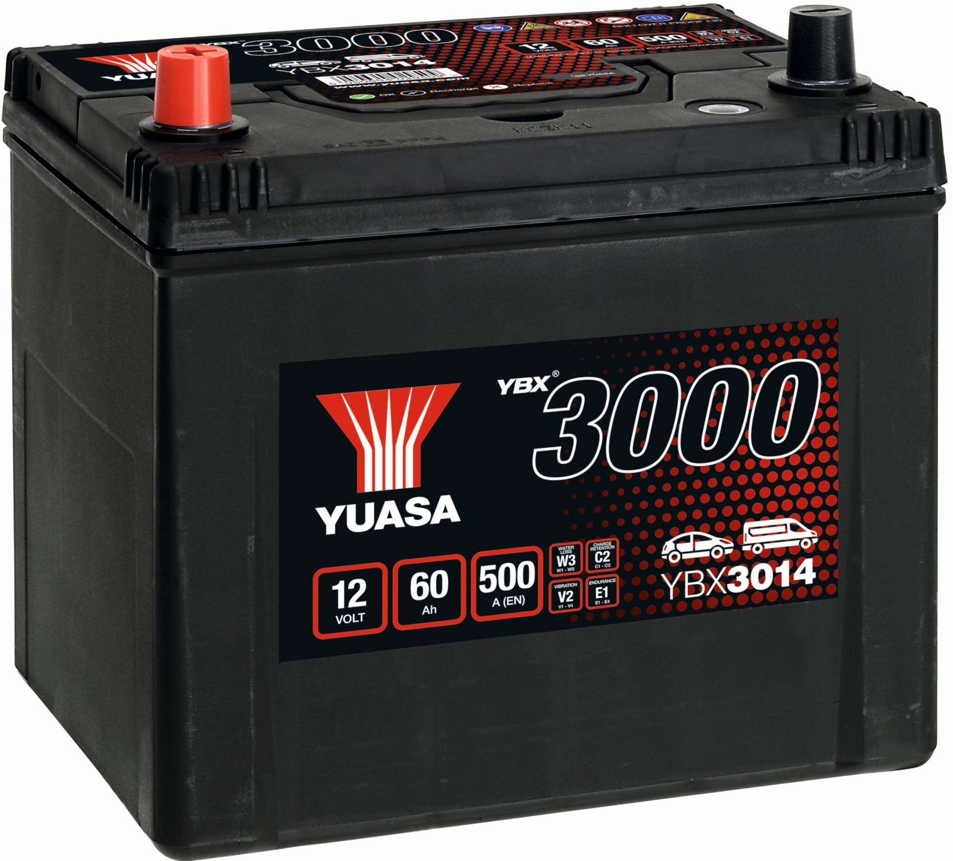 Yuasa YBX3014 12V 60Ah 450CCA versiegelte wartungsfreie Hochleistungs-Autobatterie von Yuasa