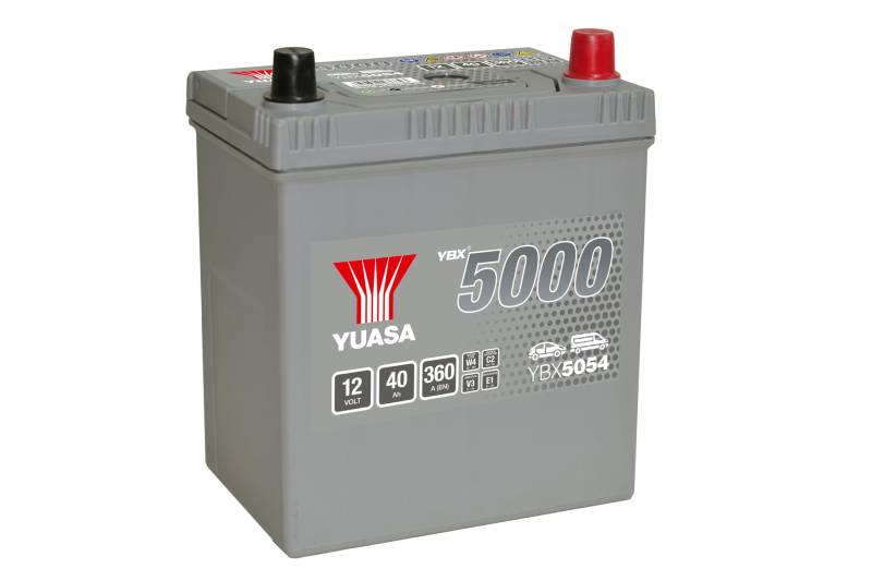 Yuasa YBX5054 12V 40Ah 340CCA Silber Wartungsfreie Hochleistungs-Autobatterie von Yuasa