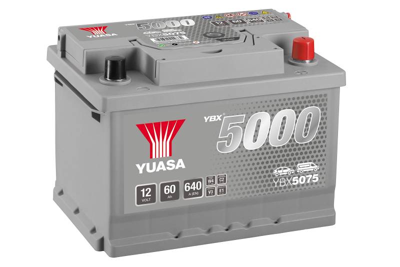 Yuasa YBX5075 12V 60Ah 620CCA Silber versiegelte wartungsfreie Hochleistungs-Autobatterie von Yuasa