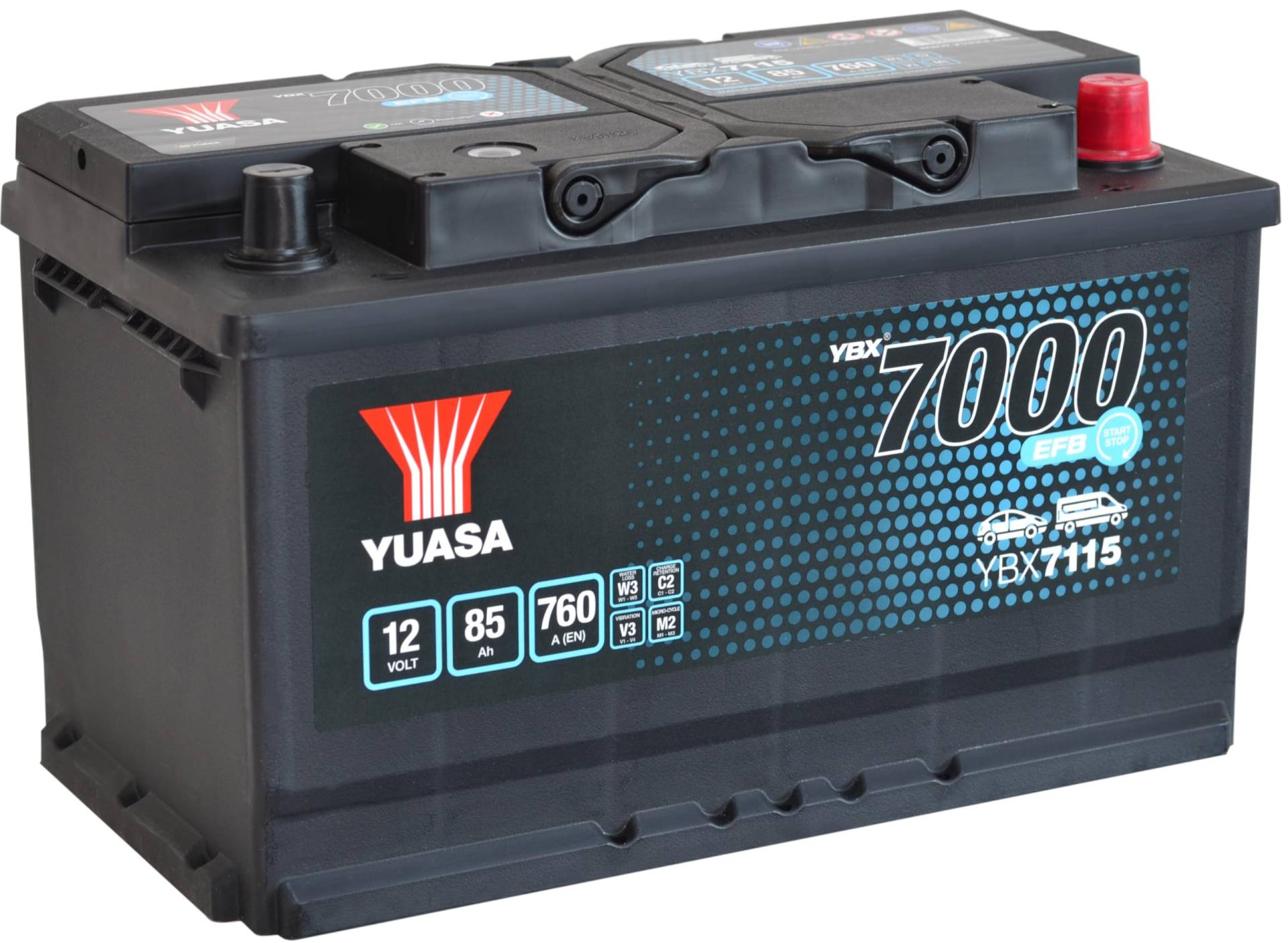 Yuasa YBX7115 12V 85Ah 760CCA EFB Hochleistungs-Start-Stopp-Autobatterie von Yuasa