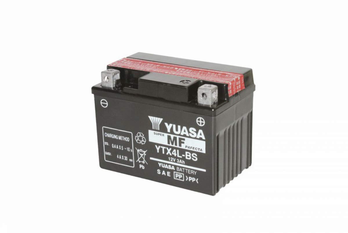 Yuasa YTX4L-BS Batterie 12 V 3,2 AH 50 A (-18) für ATV Scooter, schwarz von Yuasa