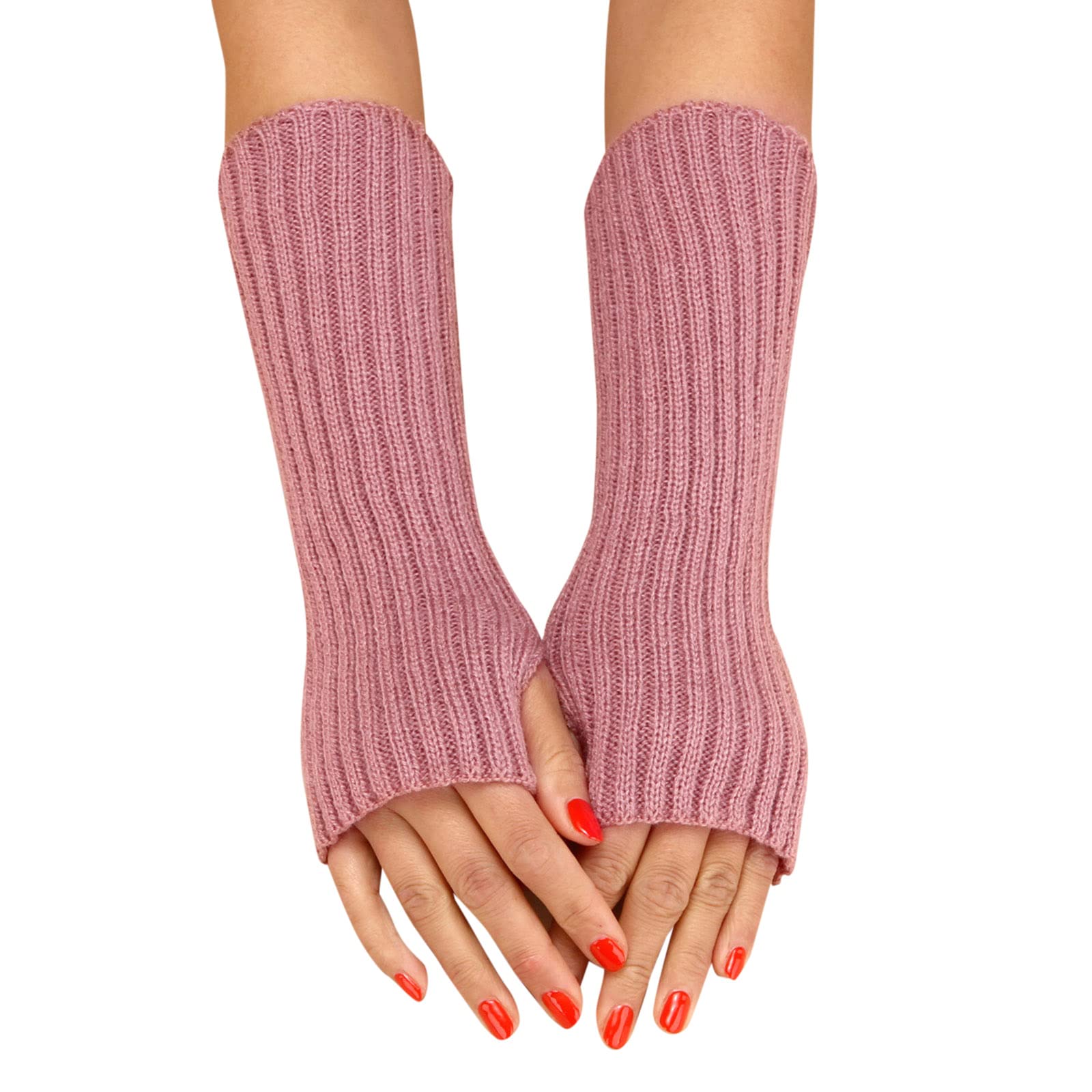 Damen Winter Gestrickte Handschuhe Lang Handwärmer Stulpen Fingerlose Armwärmer Stulpen Warm Strick Handschuhe für Damen Pluswärmer Handstulpen Halbfinger Fäustlinge Winter Armbinder (B-B, One Size) von Yubenhong