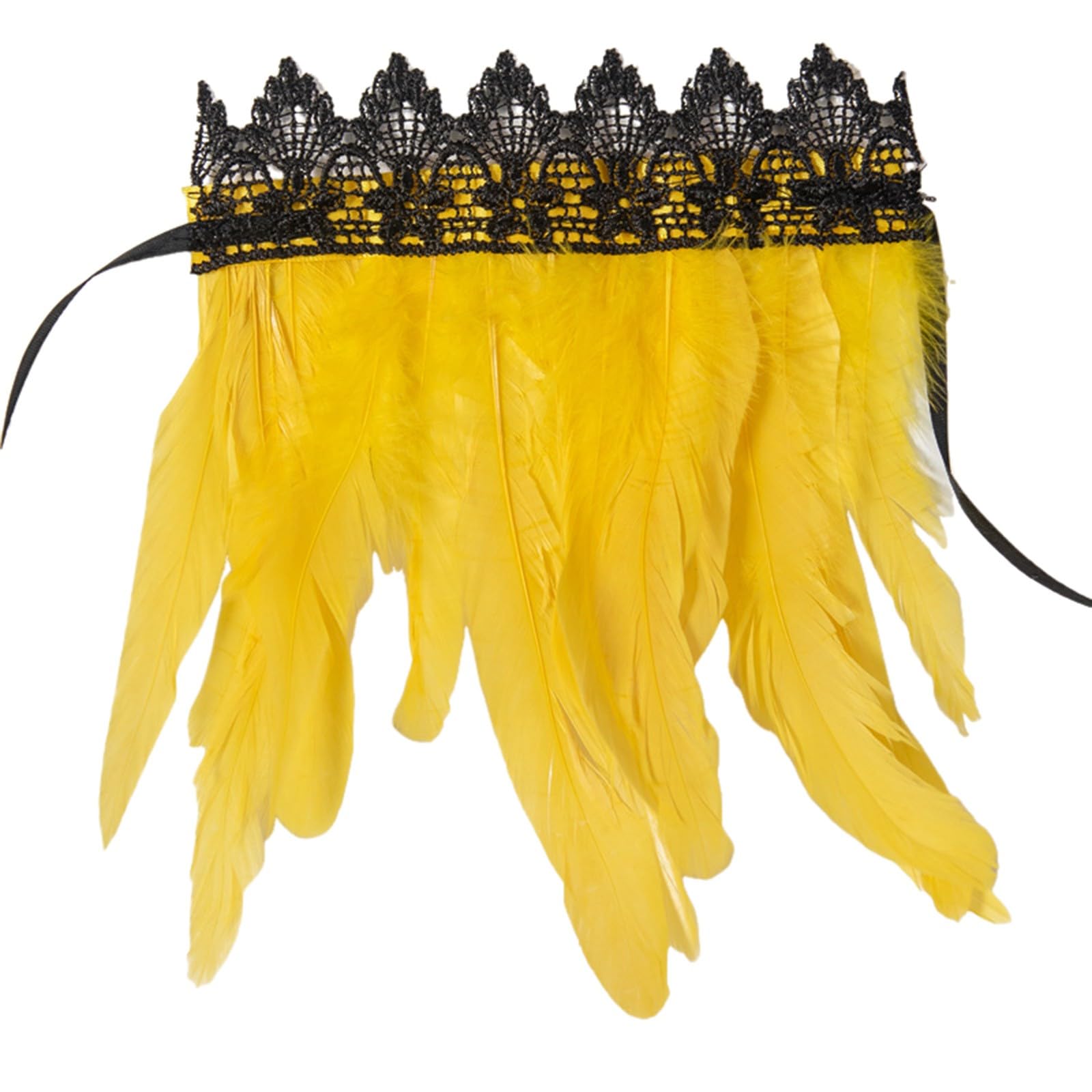 Federn Armbänder Damen Feder Spitze Handschuhe Vintage Feder Manschette Accessoires Gothic Feder Manschetten Halloween Kostüm Rollenspiel Party Hochzeit Halloween Karneval Kostüm (Yellow, One Size) von Yubenhong