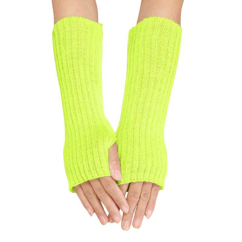 Frauen Winter einfarbig mehrfarbige Wolle lange gestreifte stricken halbe Fingerhandschuhe Sexspielzeuge Damen (Gold, One Size) von Yubenhong