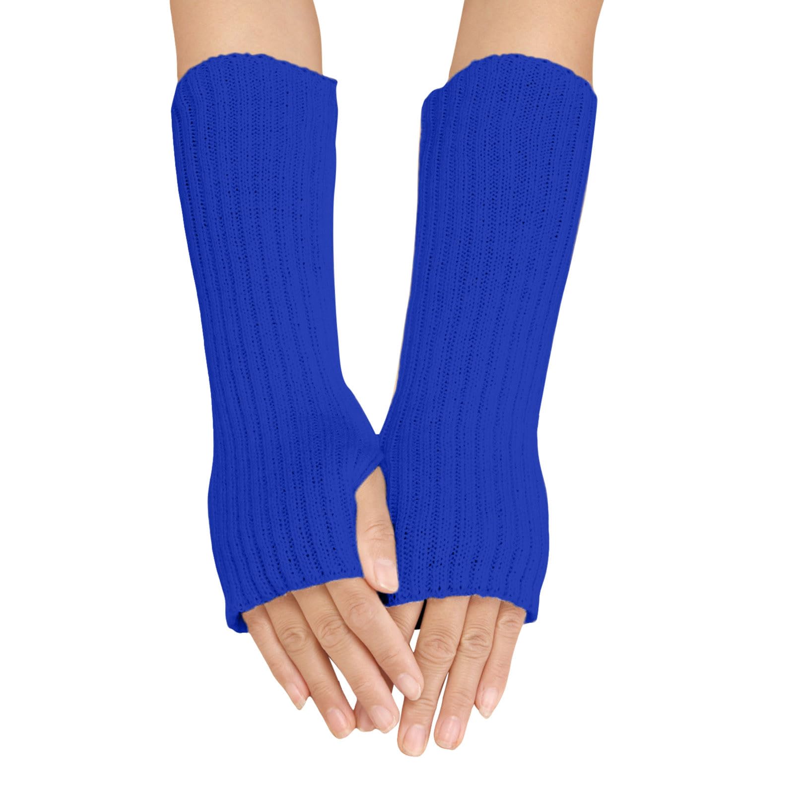 Winter Armstulpen Handschuhe Damen Pulswärmer Strick Halb Fingerlose Fäustlinge Warm Handwärmer Armwärmer für Damen Lang Fingerlose Armstulpen Pluswärmer Handstulpen (Dark Blue, One Size) von Yubenhong