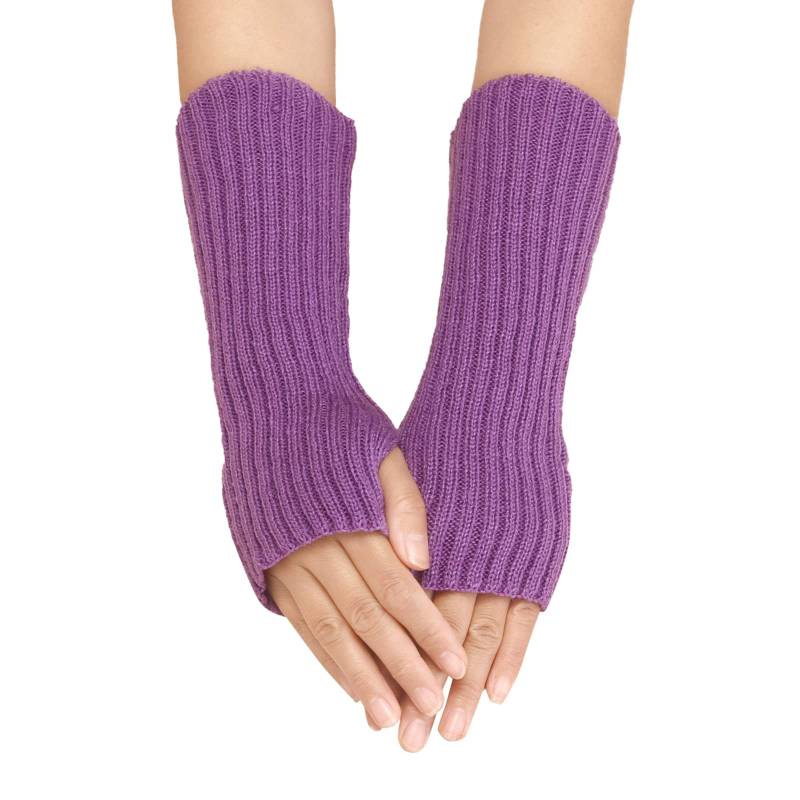 Winter Einfarbig Gestrickte Handschuhe Wärmer Winter Gestrickte Fingerlose Fäustlinge Strick Kurzer Armstulpen Lange Pulswärmer Hand-Stulpen Handwärmer Lange Handschuhe Fingerlos (b-Purple, One Size) von Yubenhong