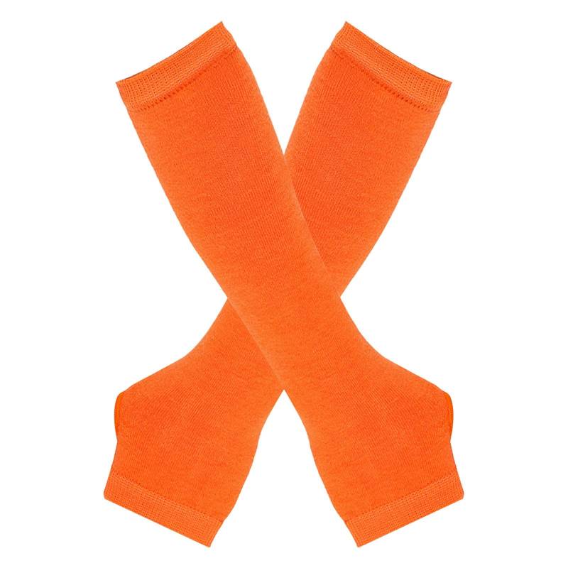 Yubenhong Frauen Winter einfarbig mehrfarbige Wolle lange gestreifte stricken halbe Fingerhandschuhe Handschuhe Glätteisen Handschuhe Spitze Rosa (Orange, One Size) von Yubenhong