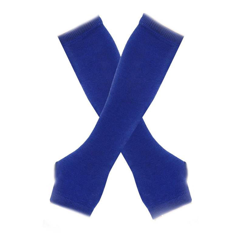 Yubenhong Frauen Winter einfarbig mehrfarbige Wolle lange gestreifte stricken halbe Fingerhandschuhe Handschuhe Glätteisen Lange Lederhandschuhe Damenhandschuhe (Blue, One Size) von Yubenhong