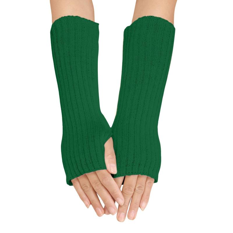 Yubenhong Frauen Winter einfarbig mehrfarbige Wolle lange gestreifte stricken halbe Fingerhandschuhe Sexspielzeuge Damen (Green, One Size) von Yubenhong