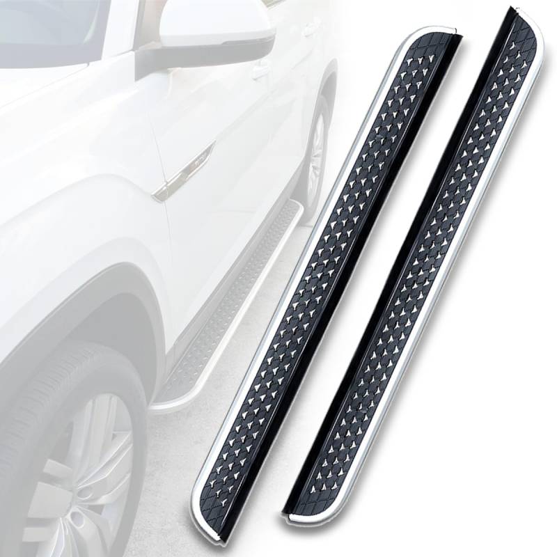 2 x seitliche Trittbretter für Nerfbar, passend für VW Amarok 2023 2024, schwarze Trittstangen, Pedal, Aluminium (mit Halterung) von Yucisily