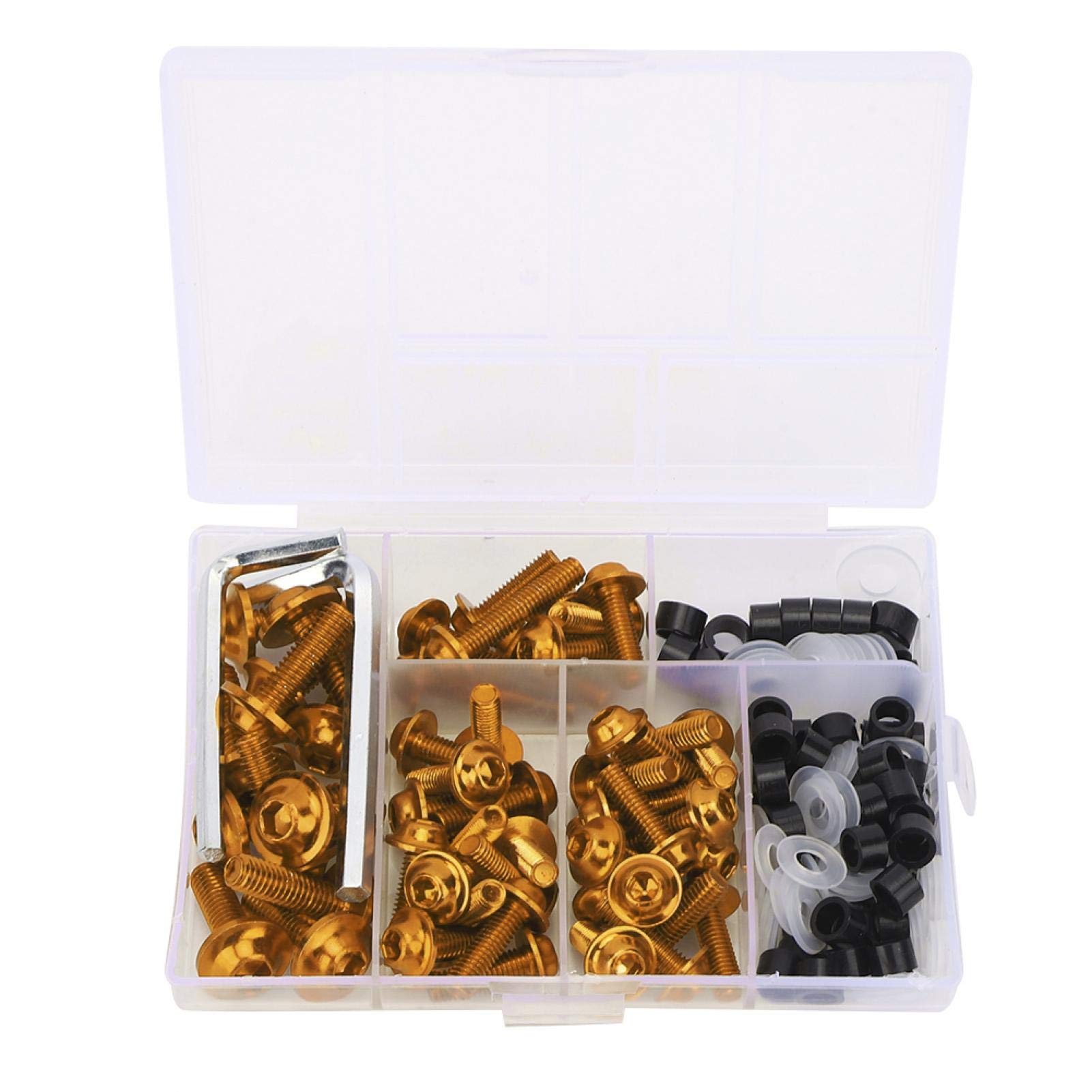 Yuecoom 158 Teile/satz Universal-Verkleidungsschrauben-Dichtungsschlüssel-Kit, universelles brandneues ABS-Aluminium-Verkleidungsschrauben-Kit für Motorräder(Gold) von Yuecoom