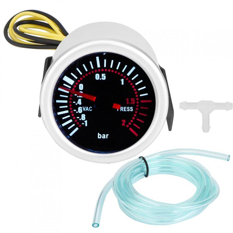 Universal 2" 12V Turbo Boost Gauge mit -Anzeige aus Metall + Kunststoff PSI-Messgerät von Yuecoom