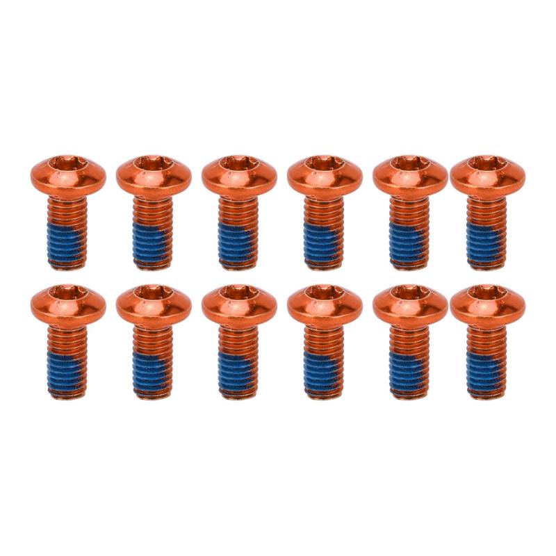 YueCoom12PCS Mountain Bike Scheibenscheibenbremsbremsschrauben Schrauben, Leichtmetallscheibenscheibenrotorschrauben Schrauben Scheibenrotorschrauben für Mountainbike (Orange) von Yuecoom