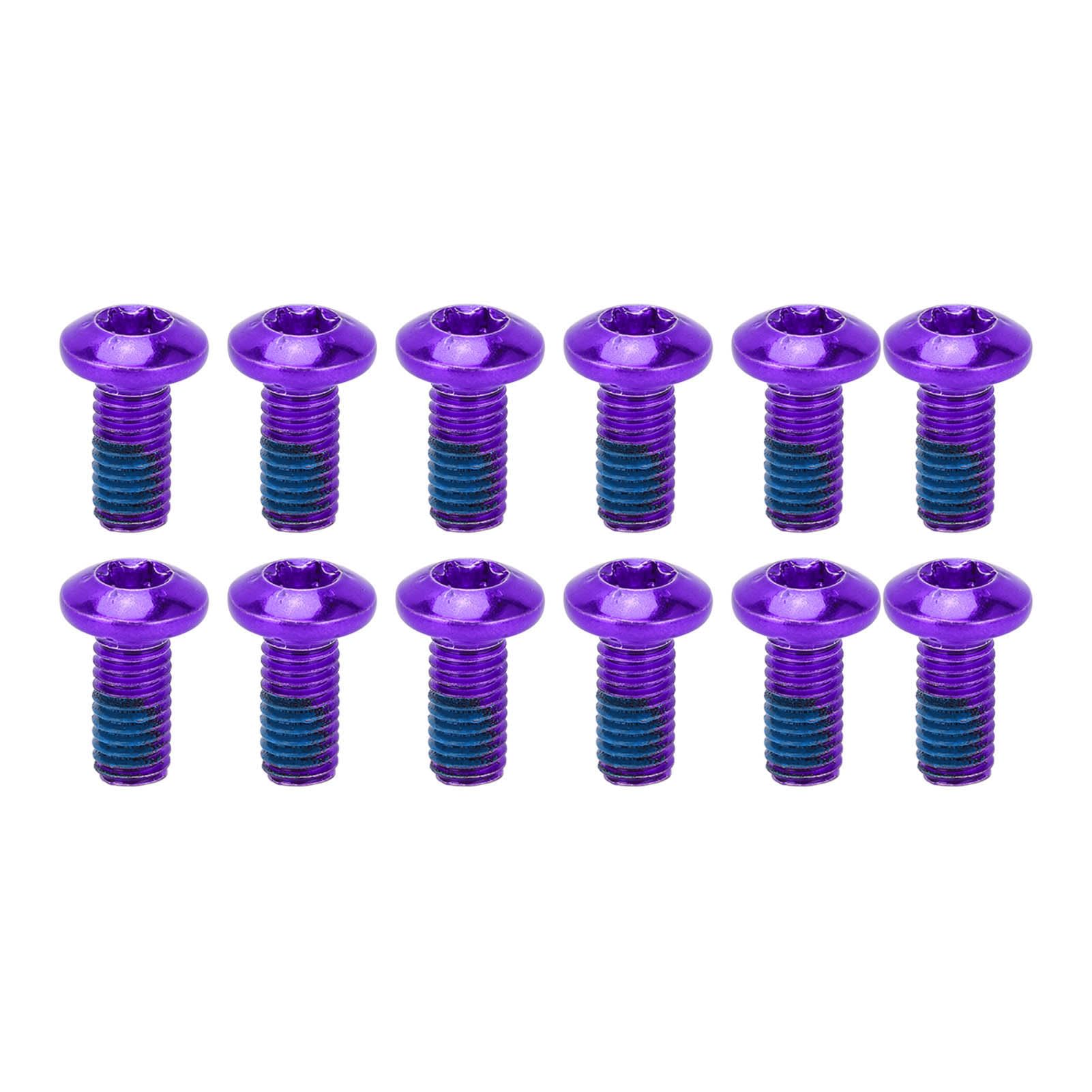 YueCoom12PCS Mountain Bike Scheibenscheibenbremsbremsschrauben Schrauben, Leichtmetallscheibenscheibenrotorschrauben Schrauben Scheibenrotorschrauben für Mountainbike (Purple) von Yuecoom