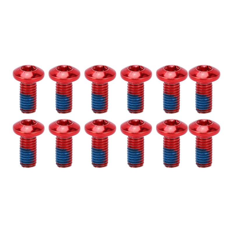 YueCoom12PCS Mountain Bike Scheibenscheibenbremsbremsschrauben Schrauben, Leichtmetallscheibenscheibenrotorschrauben Schrauben Scheibenrotorschrauben für Mountainbike (Red) von Yuecoom