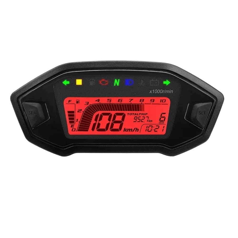 Motorradzubehör Tachometer 10000 U/min Digitaler Tachometer Tacho Dash Geschwindigkeitsmesser MPH KMH Kilometerzähler Tachometer Digital von Yuegtik