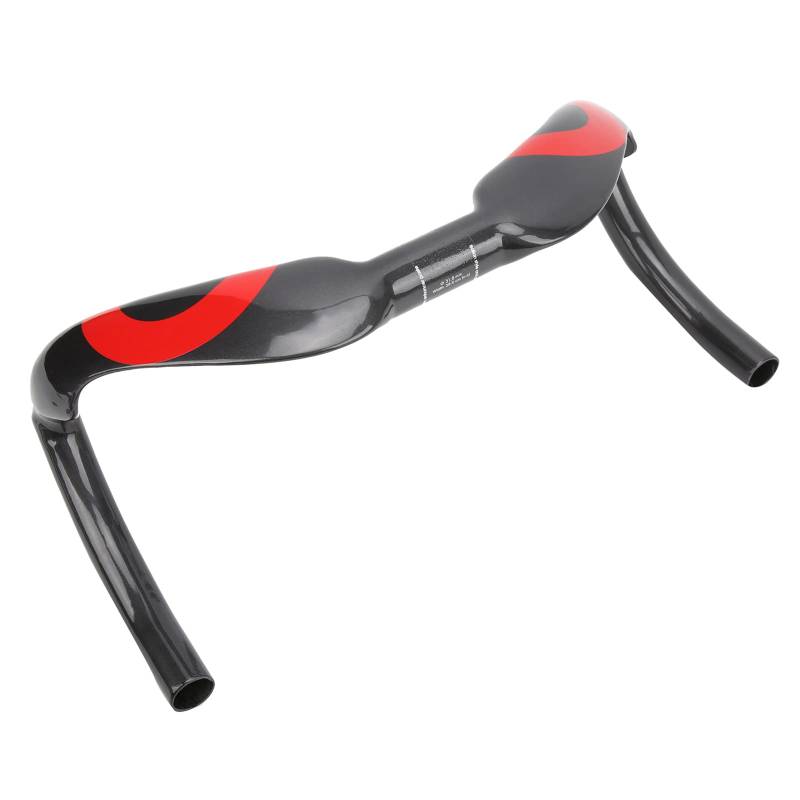 Kohlefaser-Fahrradlenker, leichter Fahrrad-Biegestangen-Boom-Lenkergriff für 385 mm 31,8 mm (Rot) von Yuezhongoo