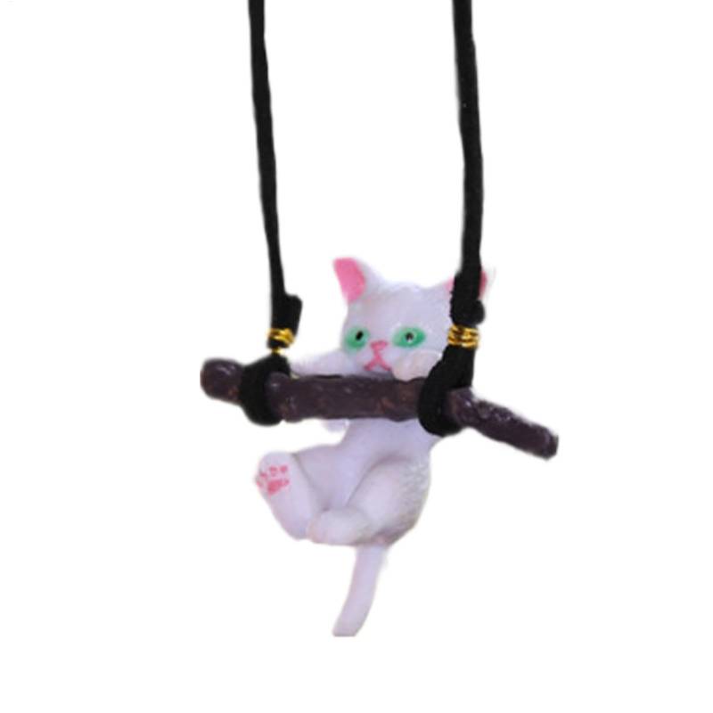 Niedliche Katzen-Autoverzierung, Katzenschaukel-Autoverzierung - Auto-Figur-Anhänger,Katze Auto Ornament Kätzchen Rückspiegel Anhänger Figur für Männer Frauen von Yugugomo