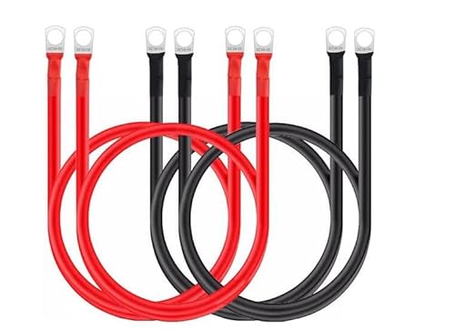 Yuhtech Auto Batteriekabel, 4 Stück Batteriekabel 50 cm 16mm² Rote und Schwarze Kabel mit Ringklemmen Kupferdraht für LKW Motorrad Wohnmobil Marine von Yuhtech