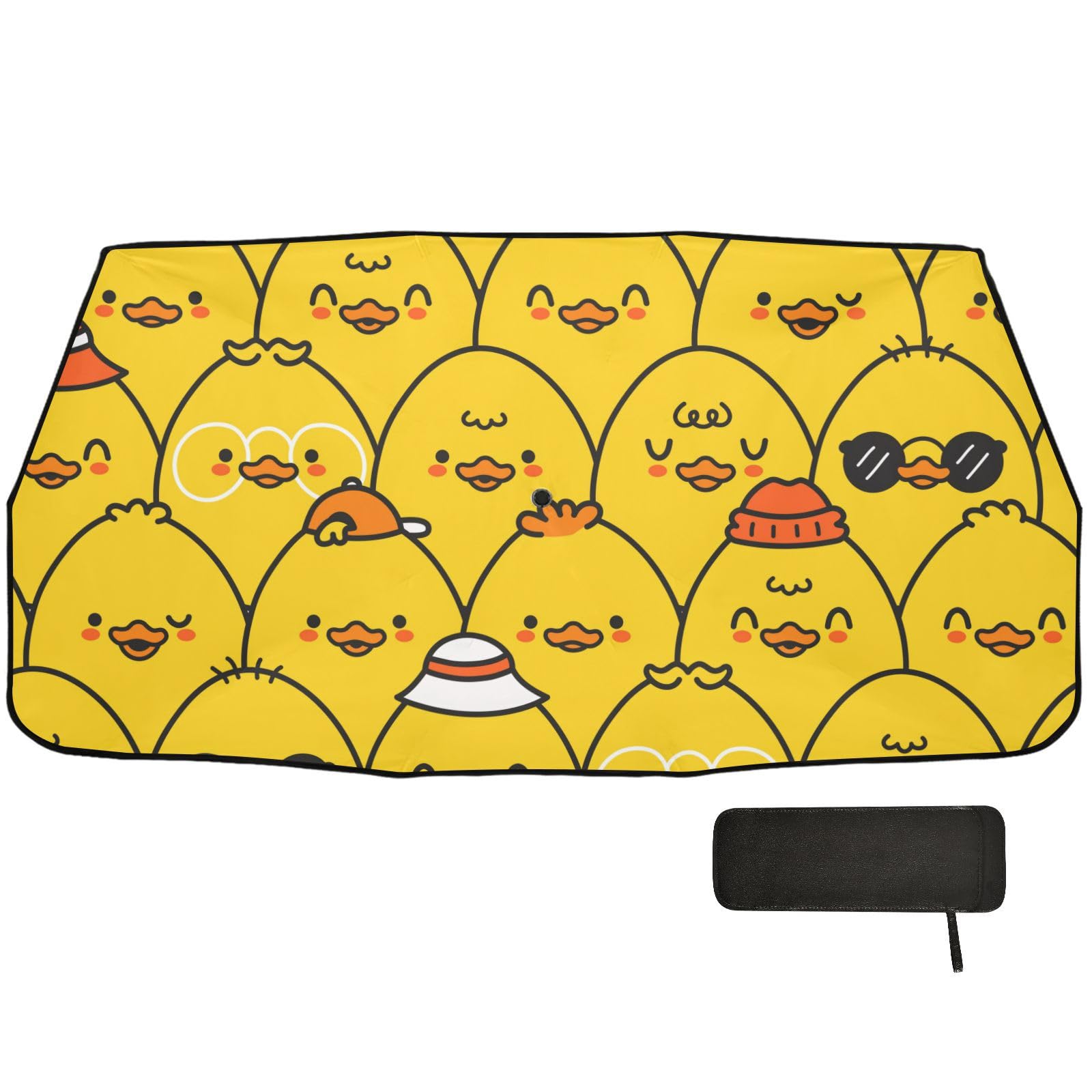 Auto-Sonnenschutz für Windschutzscheibe, niedlich, lustige Enten, gelber Block, 147,7 x 75,7 cm, Sonnenschutz, faltbarer Hitzeschutz für Para Ventana De Casa von Yuiboo