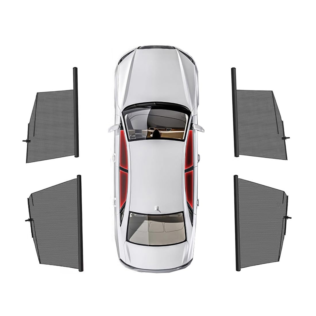 Anhebbarer Auto-Sonnenschutz für KIA NIRO 2016-2019,Fenster-Verdunkelungsvorhang,Sonnenblende für Front-/Heckfenster,Black-Black-2-Front+2-Rear-4Pcs von YujieNB