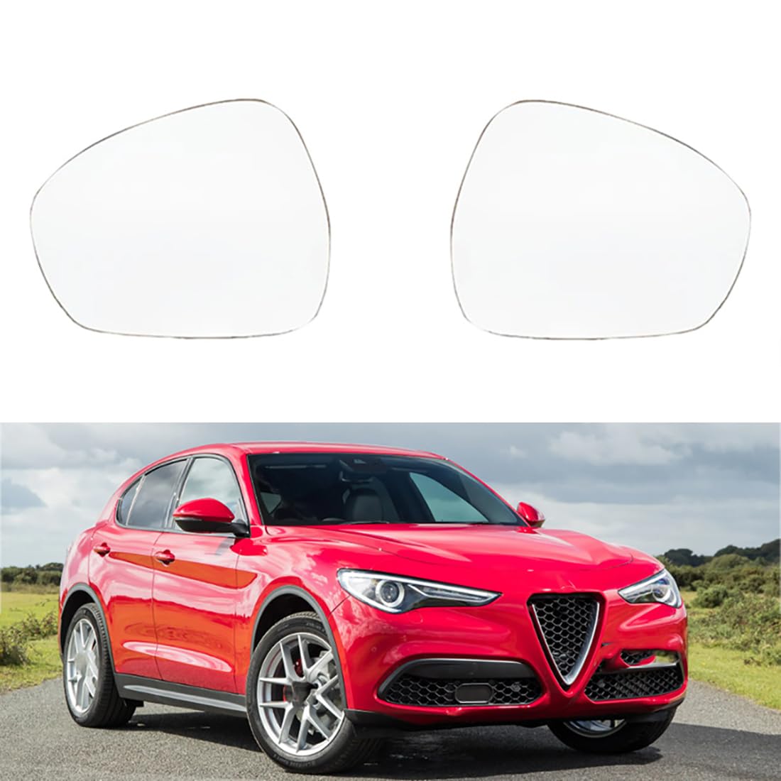 Austauschbarer Auto-Außenspiegel aus Beheizbarem Glas für Alfa Romeo Stelvio 2017-2019,beheizbarer Rückspiegel für Fahrer und Beifahrer Links/rechts,C-right and left von YujieNB