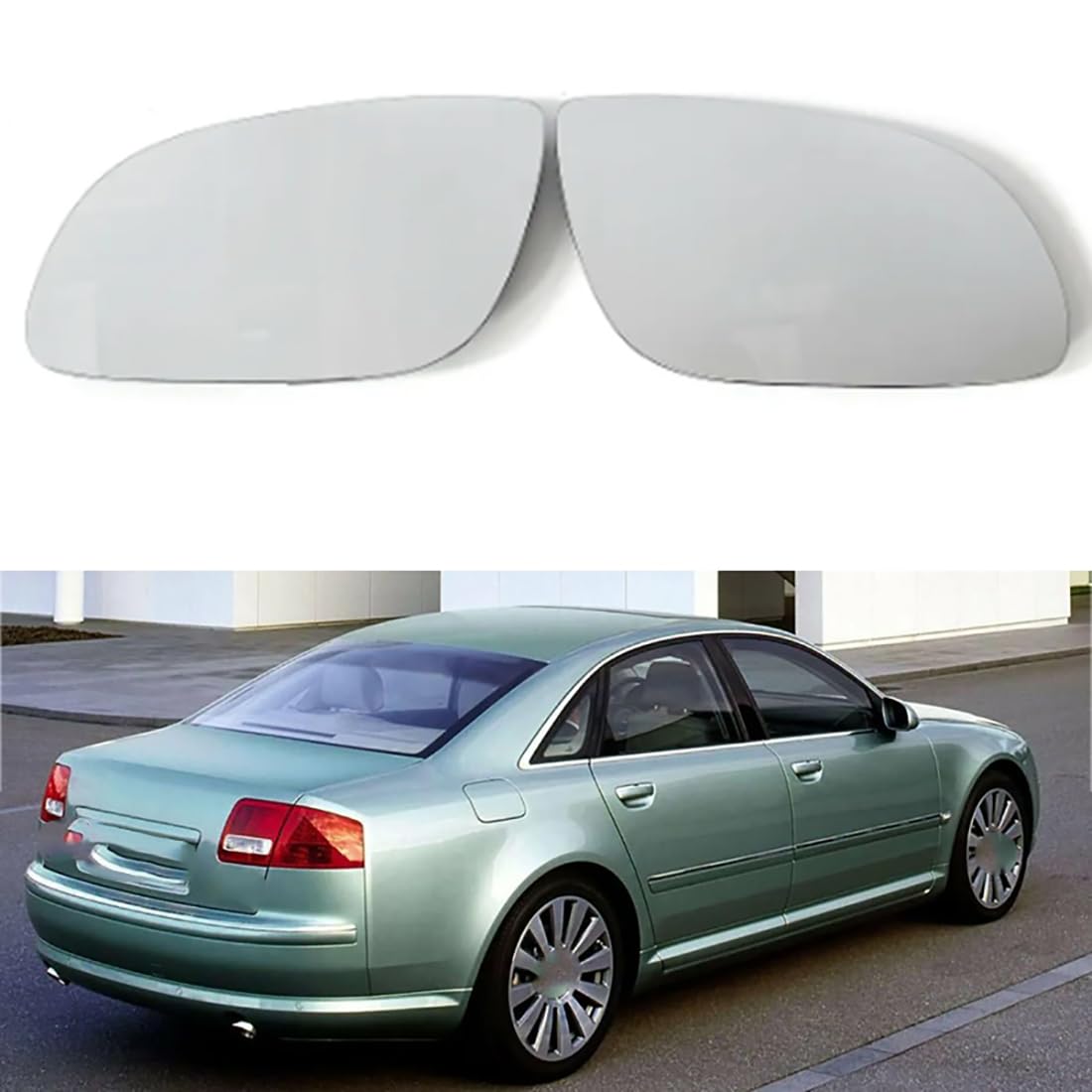 Austauschbarer Auto-Außenspiegel aus Beheizbarem Glas für Audi A8 2002-2008,beheizbarer Rückspiegel für Fahrer und Beifahrer Links/rechts,B-Right von YujieNB