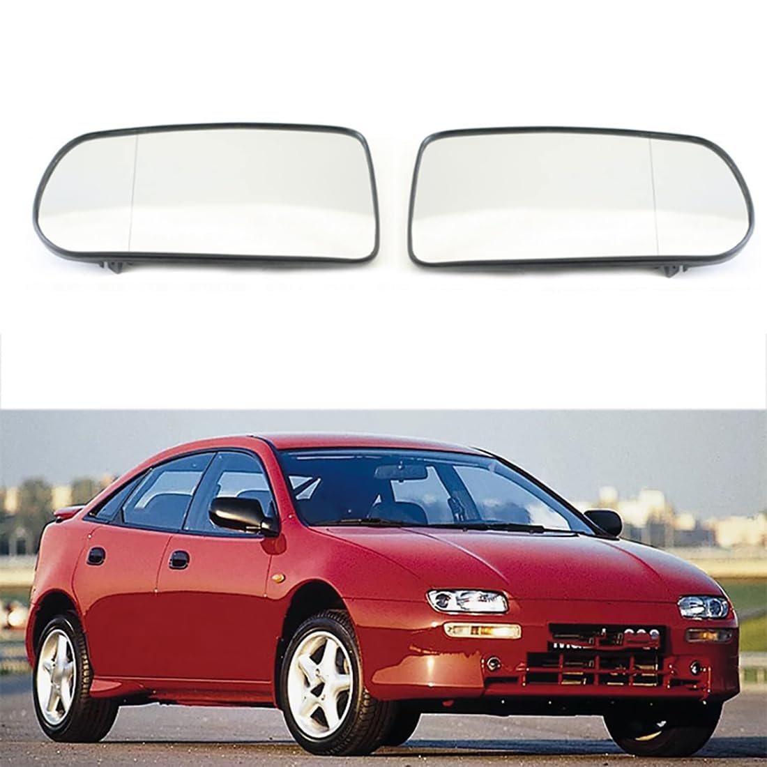 Austauschbarer Auto-Außenspiegel aus Beheizbarem Glas für Mazda 323 BJ BA Premacy 1998-2004,beheizbarer Rückspiegel für Fahrer und Beifahrer Links/rechts,C-right and left von YujieNB