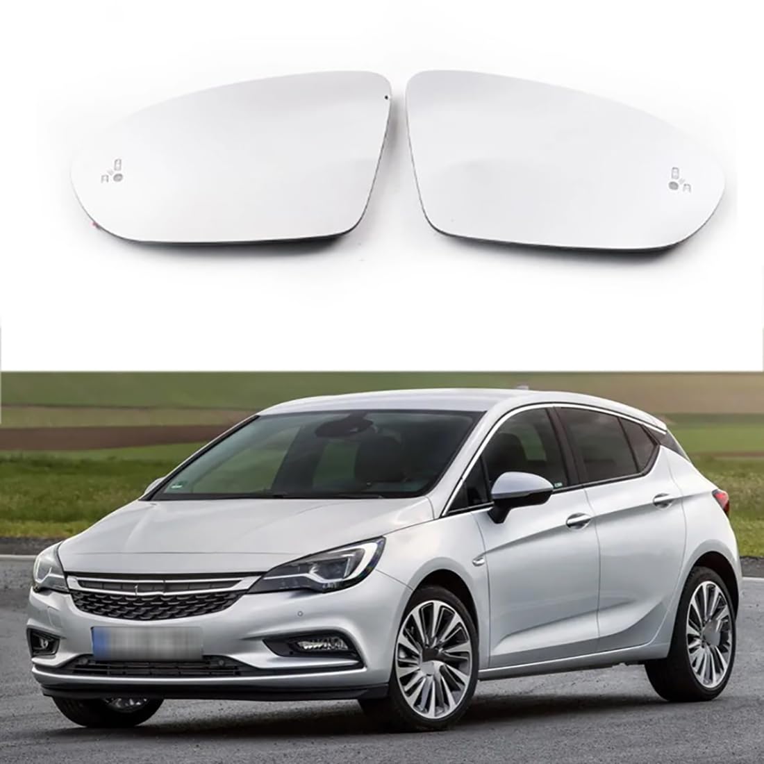 Austauschbarer Auto-Außenspiegel aus Beheizbarem Glas für Opel Astra K 2015-2019,beheizbarer Rückspiegel für Fahrer und Beifahrer Links/rechts,B-Right von YujieNB