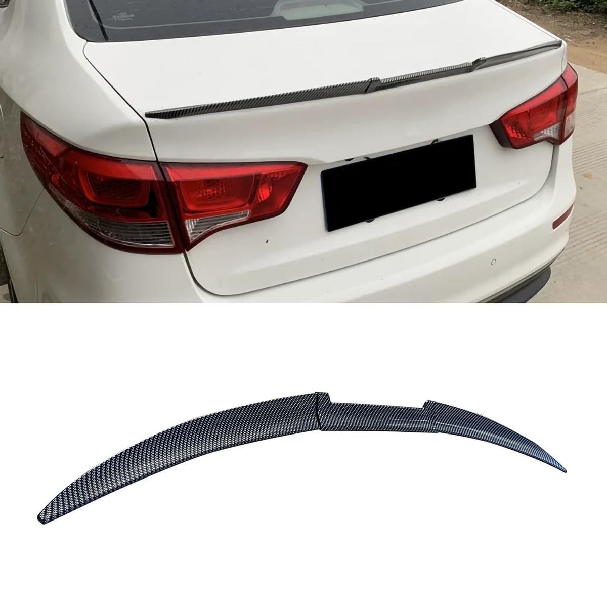 Heckspoiler für Den Kofferraum des Autos für Peugeot 207 Sedan 2009-2013,Heckklappenspoiler,Dachspoiler,PVC,Verstellbarer Spoiler,B-Carbon Fiber von YujieNB