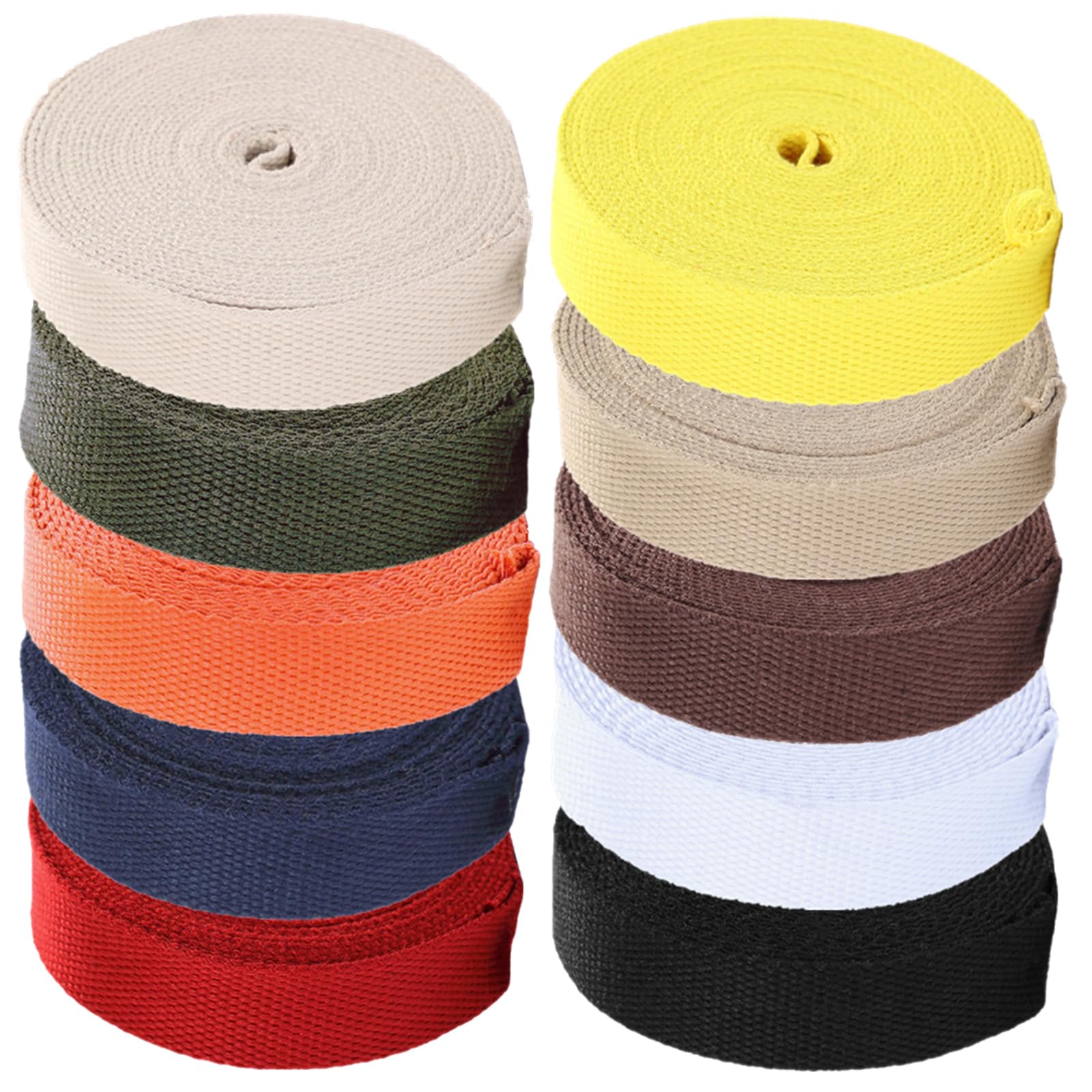 YunYunStrap Baumwoll-Gurtband 20MM 20 Yard 10 Farben Polyester-Baumwollgurt für Tragetaschen Leinengurte DIY-Bastelzubehör von YunYunStrap