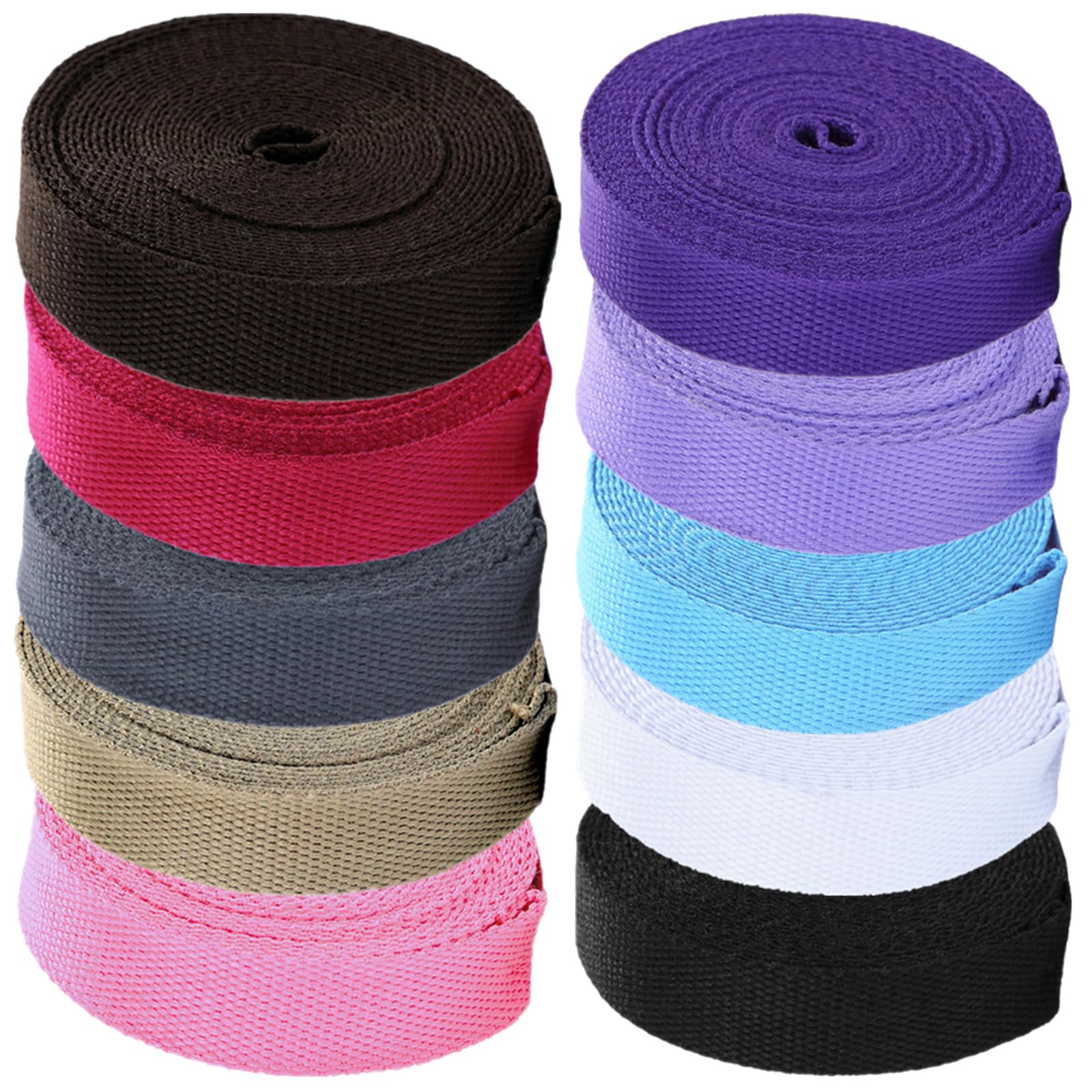 YunYunStrap Baumwoll-Gurtband 20MM 20 Yard 10 Farben Polyester-Baumwollgurt für Tragetaschen Leinengurte DIY-Bastelzubehör von YunYunStrap